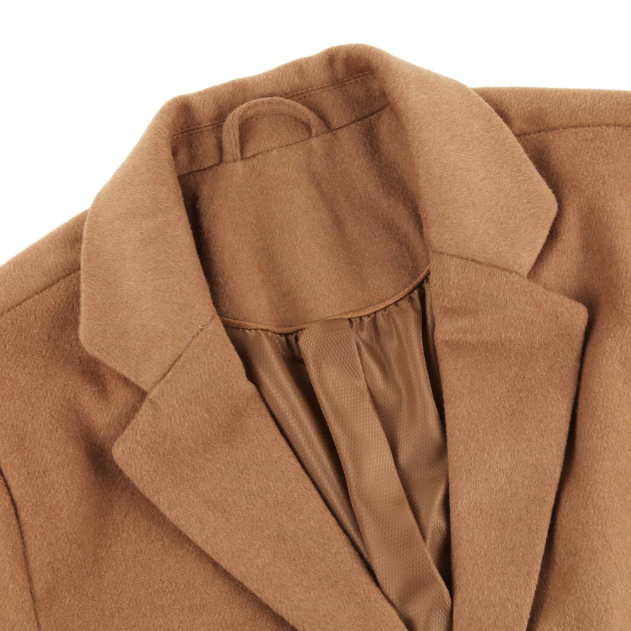 Men's Brown Tan Long Wool Overcoat Coat Winter Mod