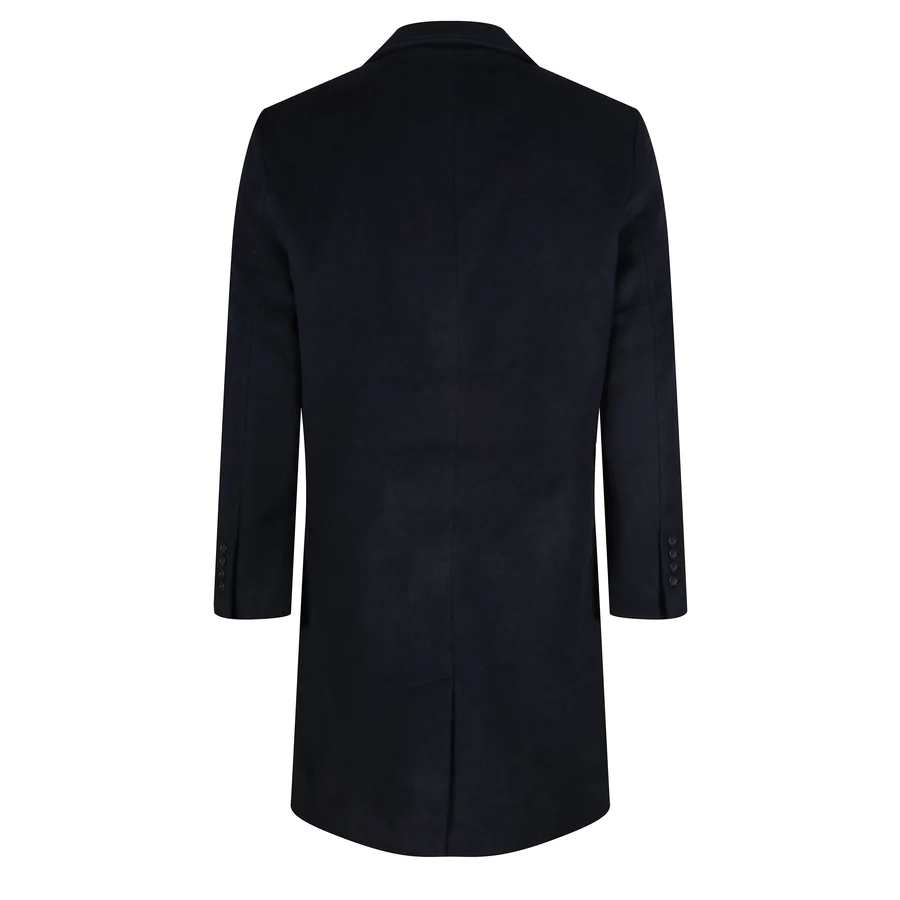 Men's Navy Blue Wool Overcoat Covert Coat Winter Mod