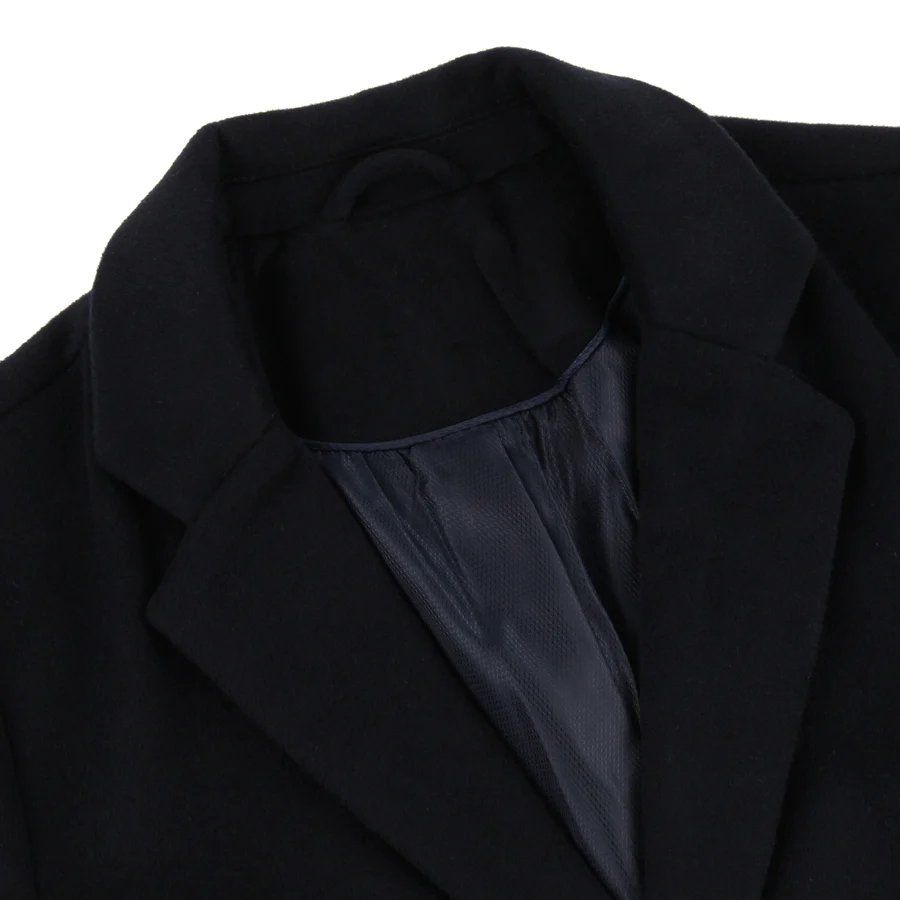 Men's Navy Blue Wool Overcoat Covert Coat Winter Mod