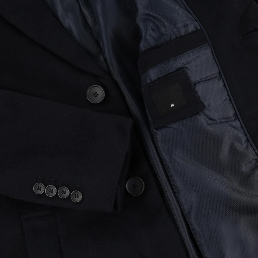 Men's Navy Blue Wool Overcoat Covert Coat Winter Mod
