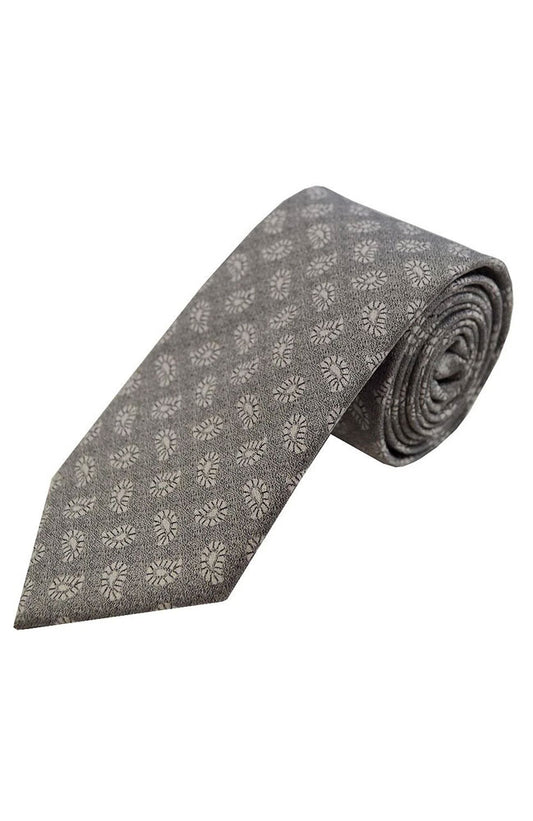 Paisley Patterned Silver Tie - Brand New