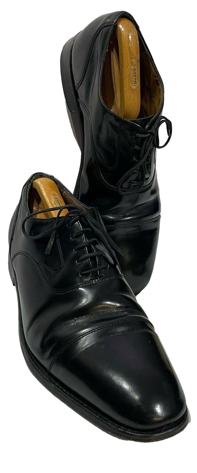 Black Oxford Pleated Cap Lace Up Shoe