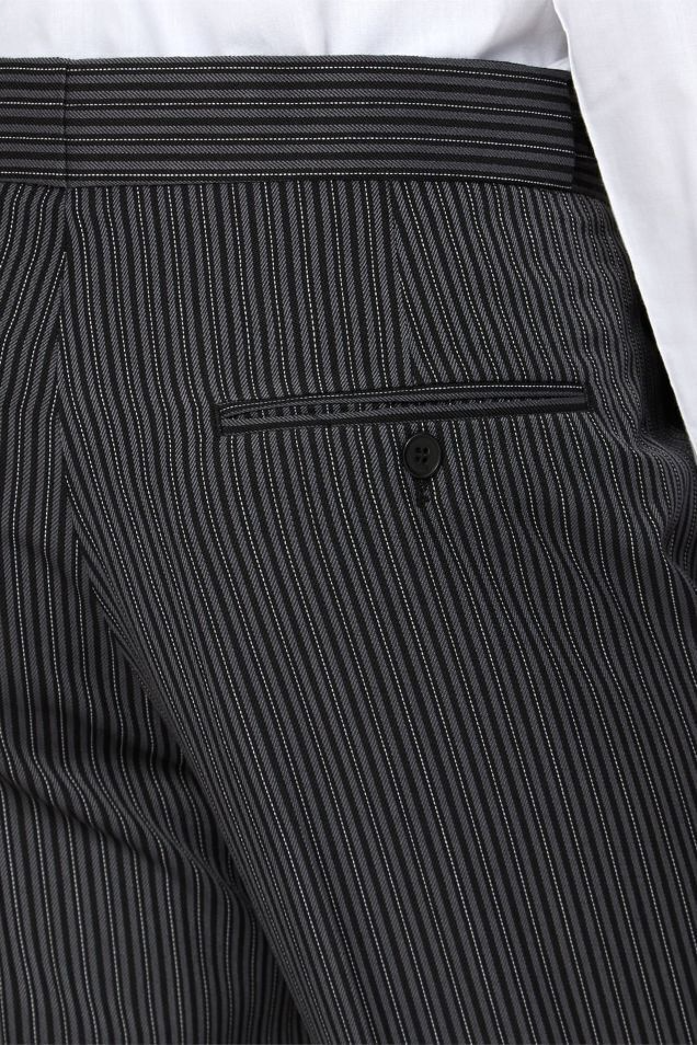 Black And Grey Stripe Morning Pinstripe Trousers - Ex Hire