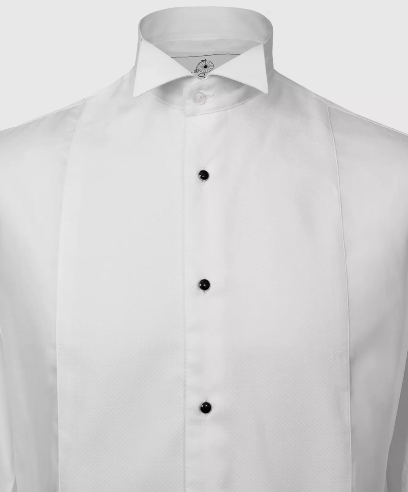 White Marcella Wing Collar Shirt with Studded Buttons