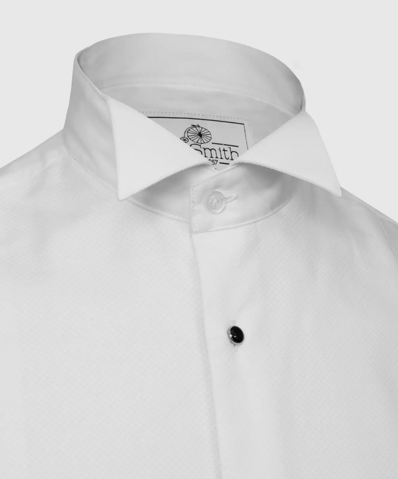 White Marcella Wing Collar Shirt with Studded Buttons
