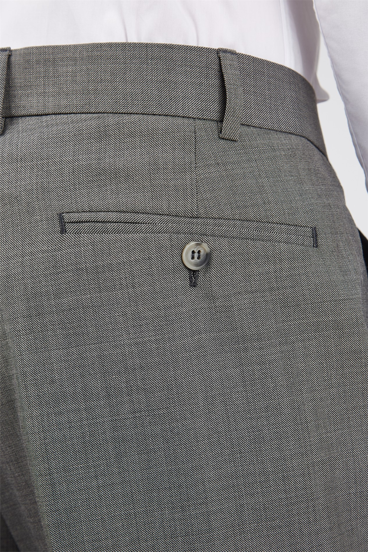 Grey 100% Wool Suit Trousers | Pick and Pick | Flat Front, Belt Loops, Classic Fit