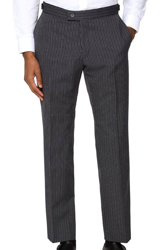 Black And Grey Stripe Morning Pinstripe Trousers - Ex Hire