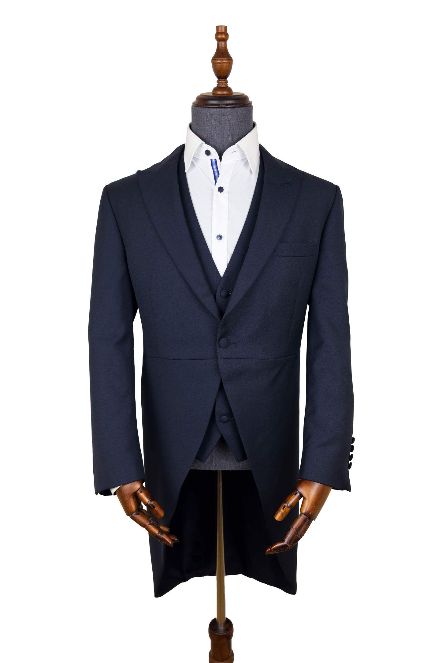 Navy Blue 3 Piece Tailcoat Wool Suit