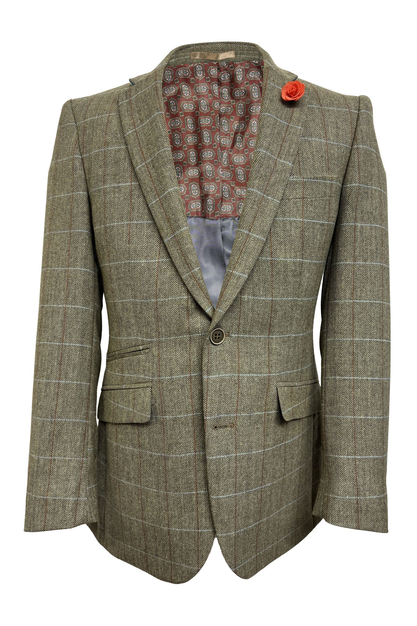 Men's Fawn Wool Tweed Jacket Formal Racing Blazer