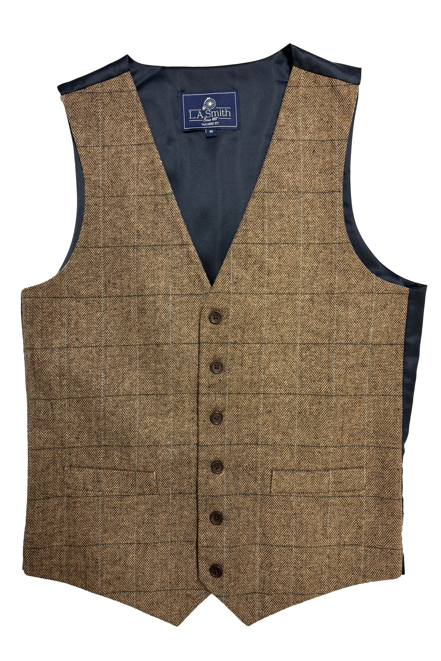 Brown Tweed Herringbone Check Waistcoat