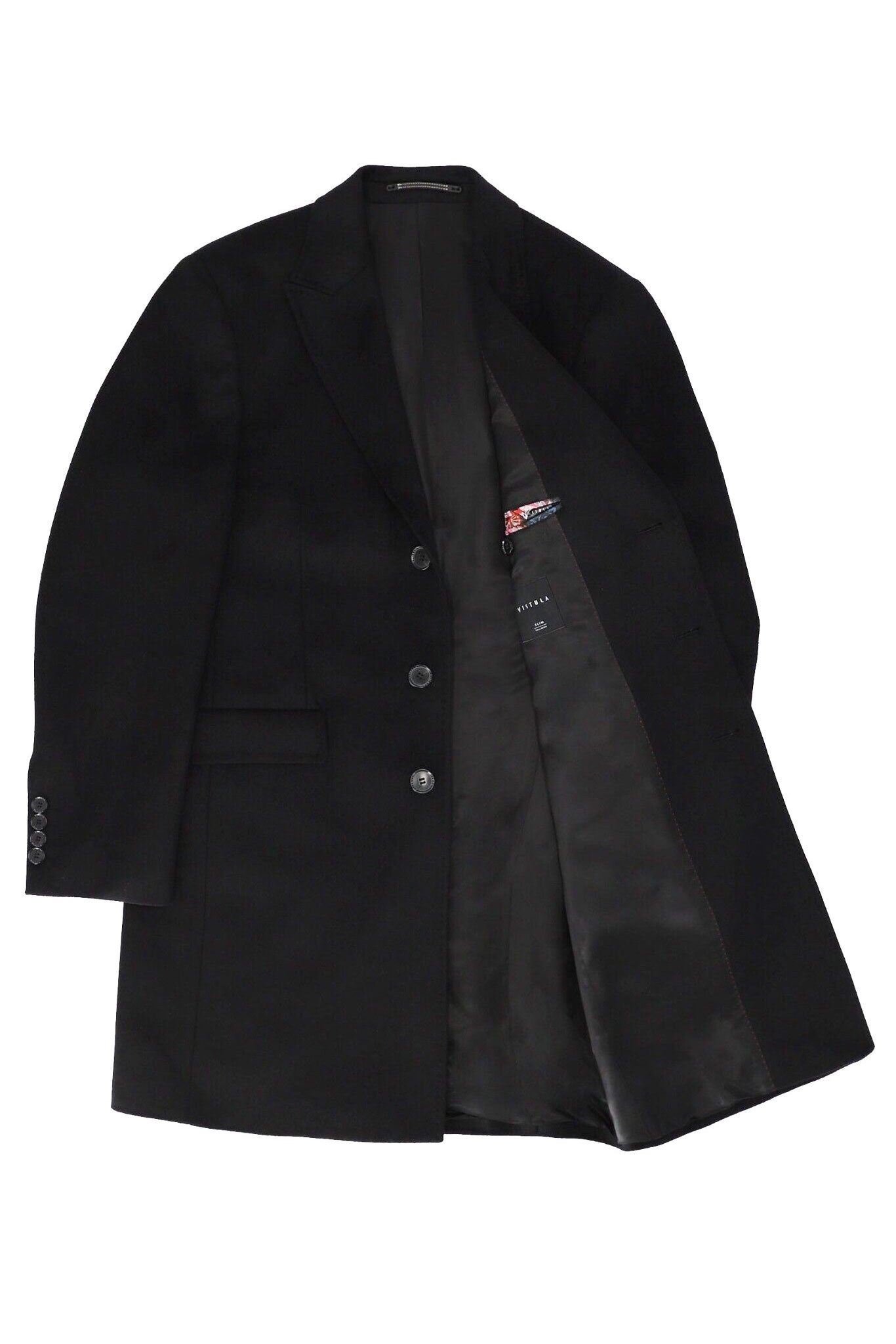 Vistula Black Cashmere Overcoat Wool Coat Single Breasted
