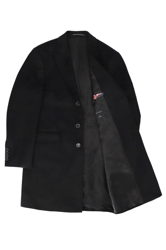 Black Cashmere Overcoat Coat Formal Funeral Wool Mens Covert Trench Coats - Brand New