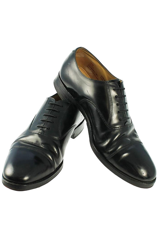 Black Oxford Pleated Cap Lace Up Shoe