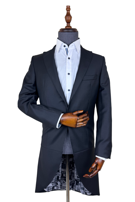 Ben Sherman Black Wool Slim Fit Tailcoat Jacket