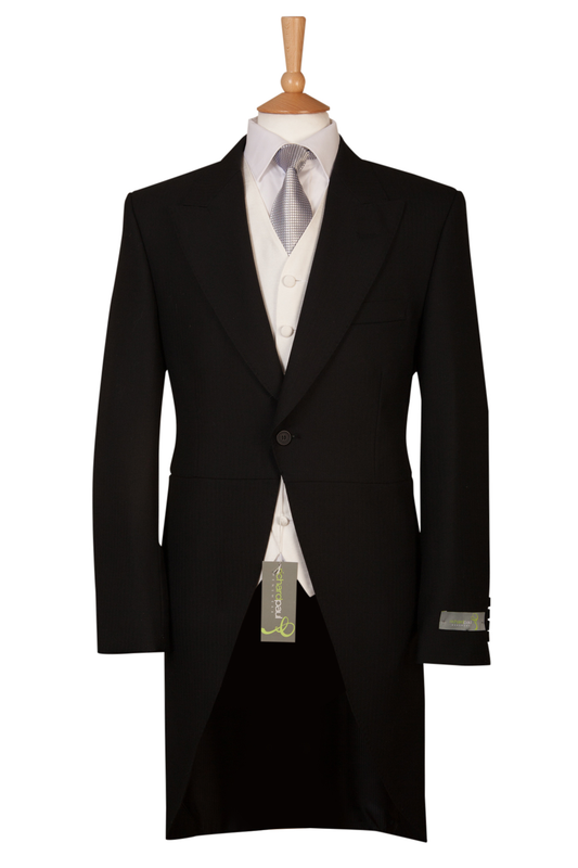 Black Herringbone Tailcoat Long Wool Jacket