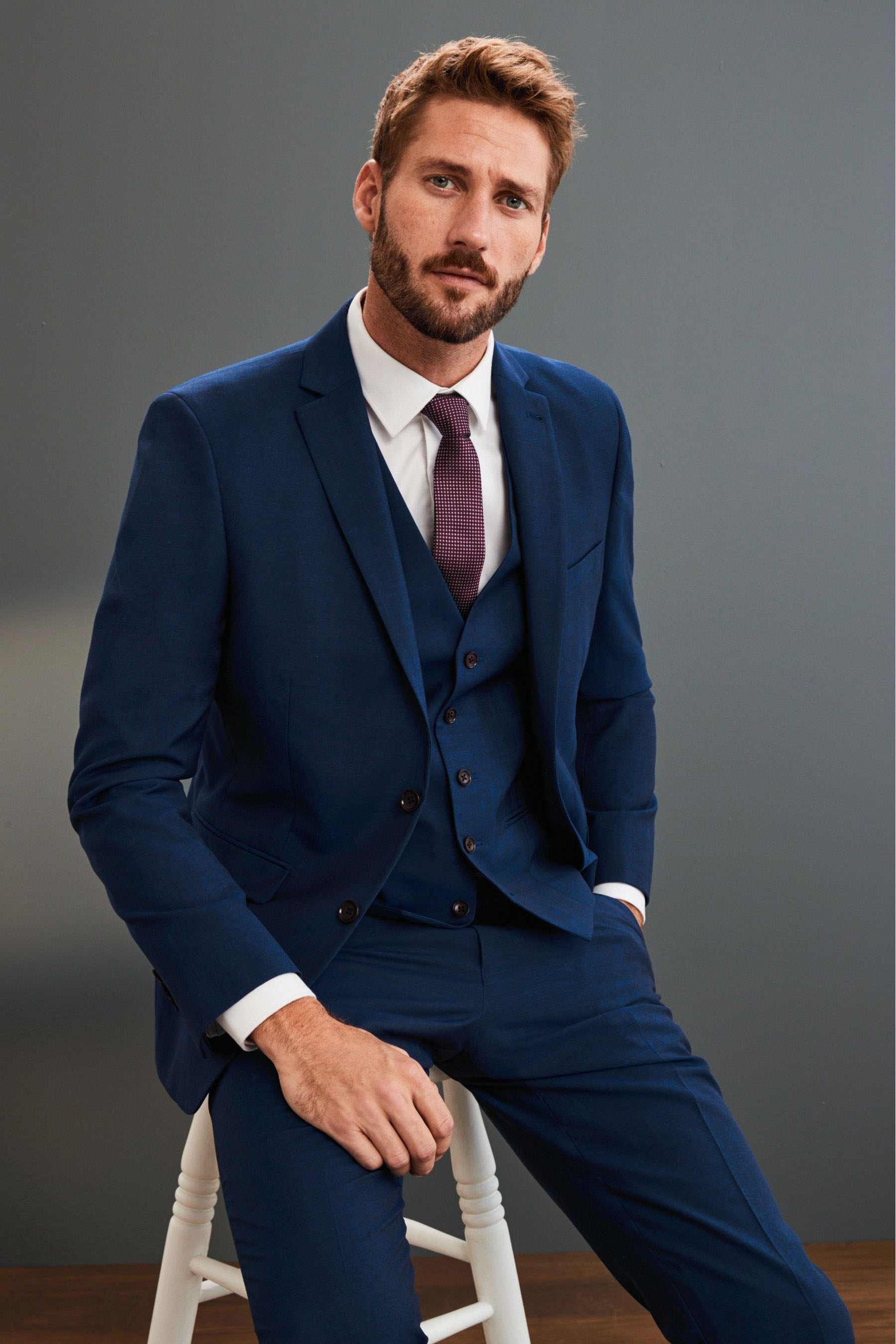 Blue Tuxedo Suit Blue Blazer Royal Blue Slim Suit Pierre Cardin