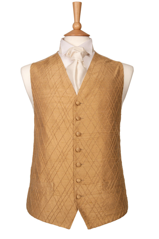 Gold check pattern waistcoat wedding silk luxury theme 
