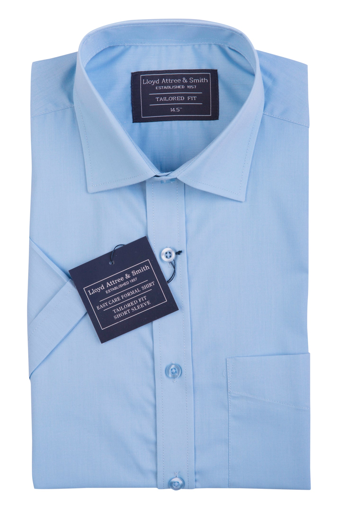 Men's Sky Blue Short Sleeve Tailored Fit Cotton Shirt
