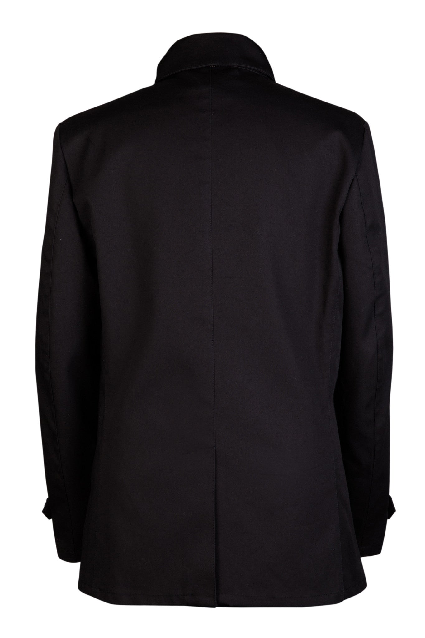 Black Double Breasted Pea Coat Cotton Men's Raincoat