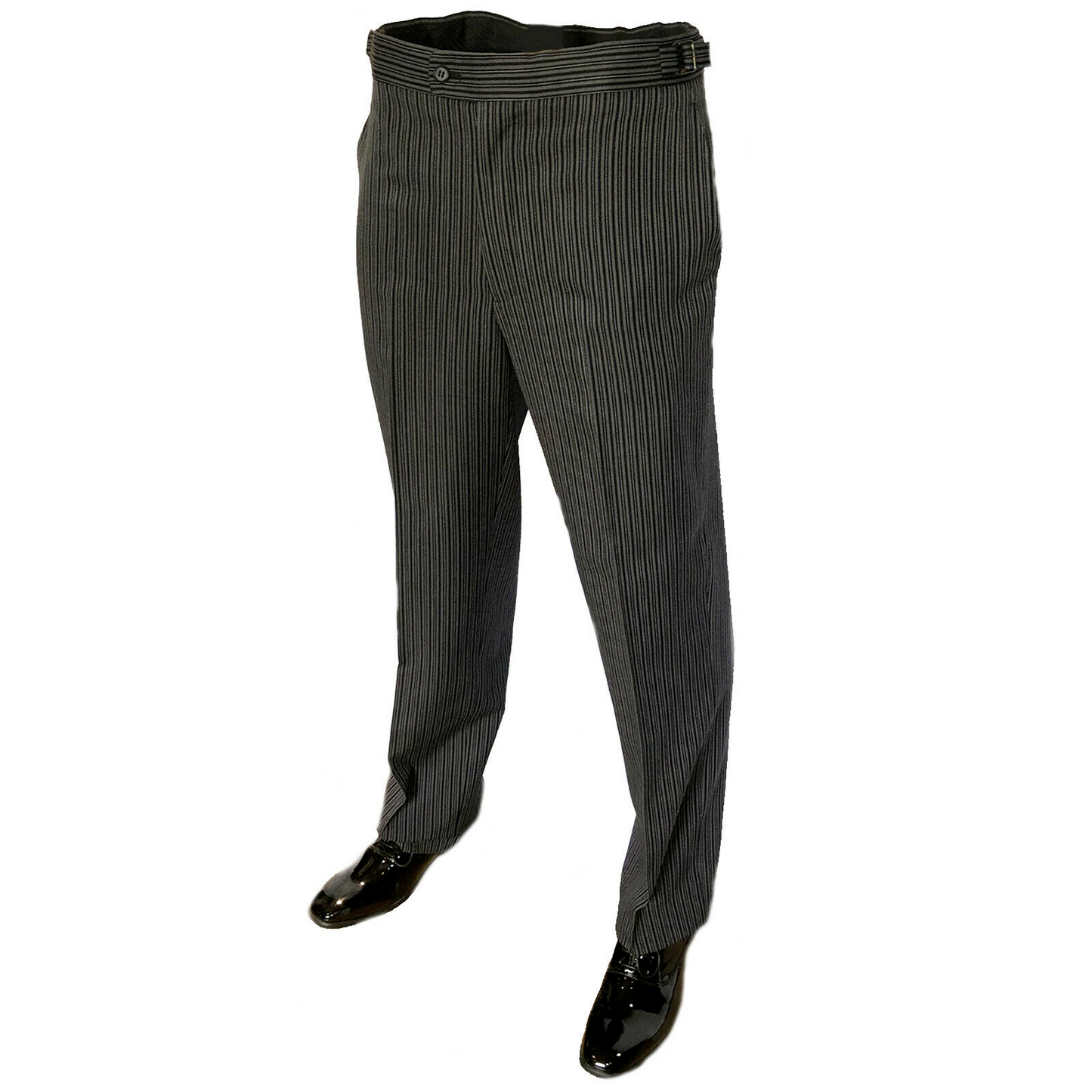 Black Herringbone Tailcoat & Pinstripe Trouser 2 Piece Suit - Ex Hire