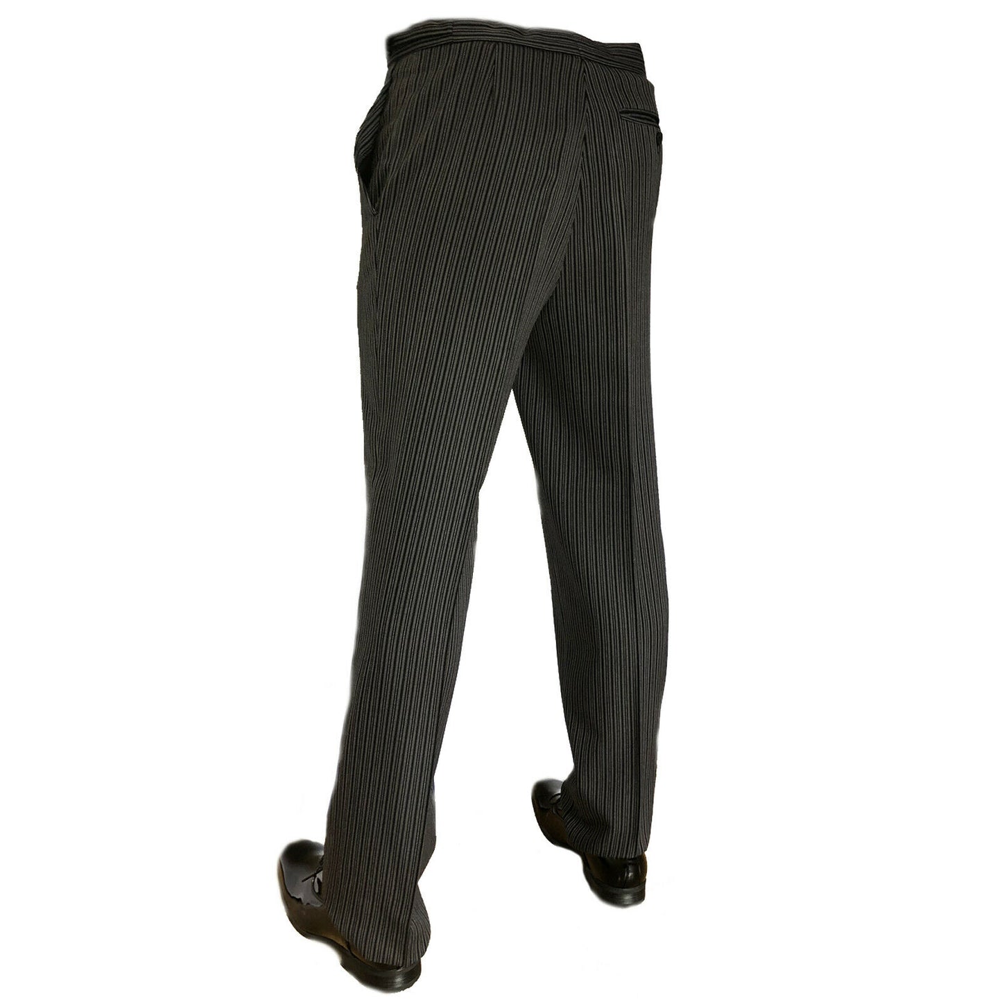 Black Herringbone Three Piece Suit with Pinstripe Trousers Ex Hire