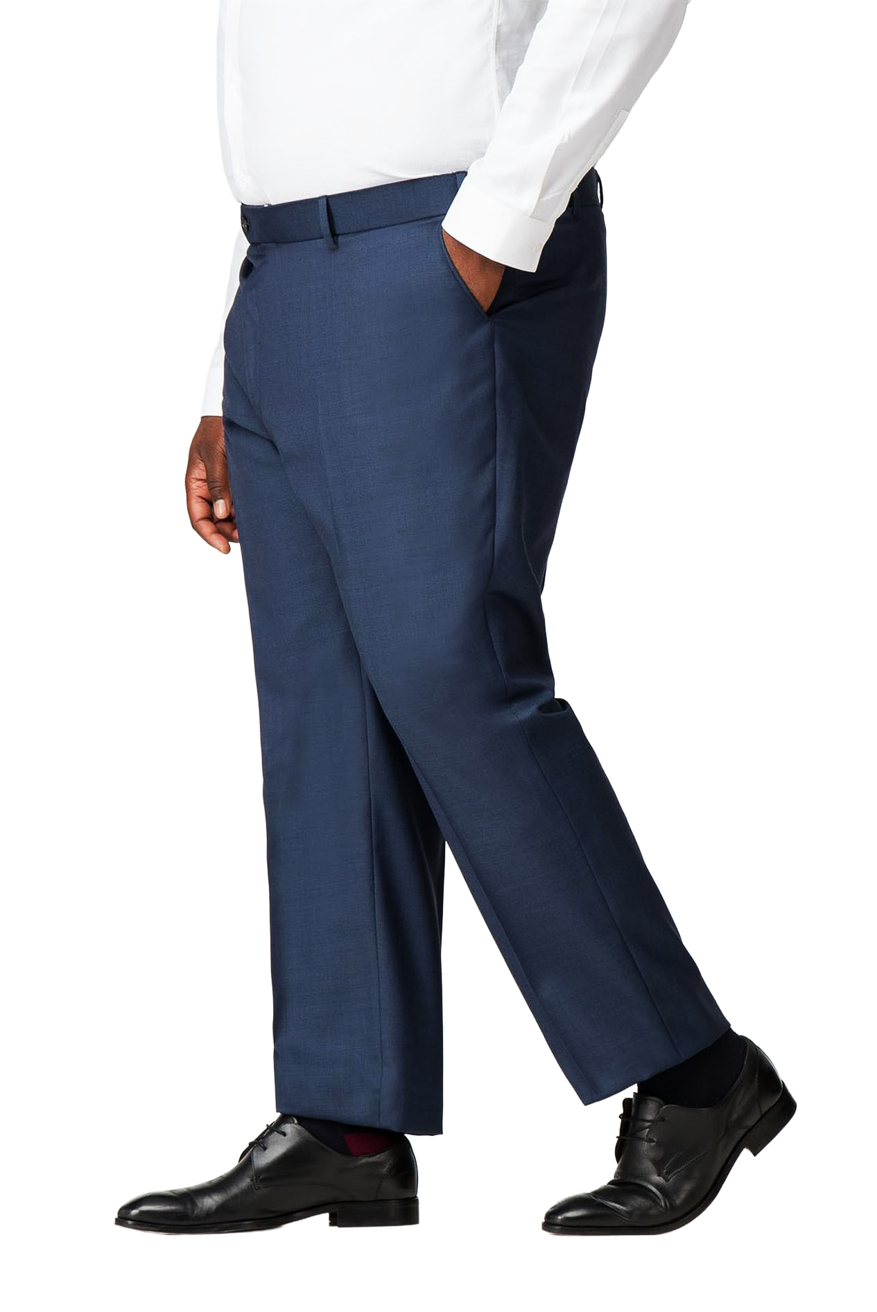 Navy Blue Dress Trousers | Big & Tall Fit | Flat Fronted, Belt Loops