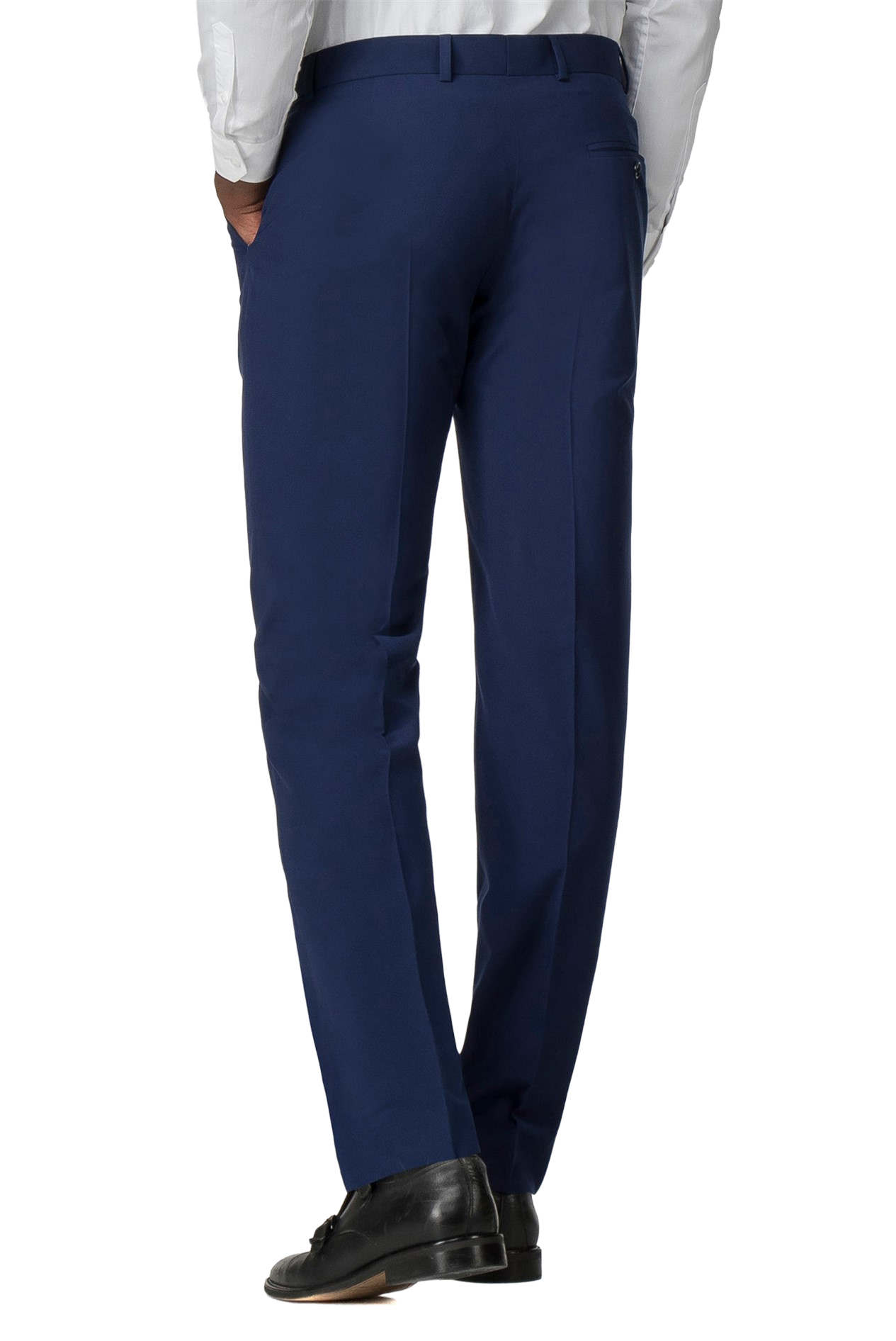 Plain Blue Suit Trousers | Flat Front, Tailored Fit, Belt Loops
