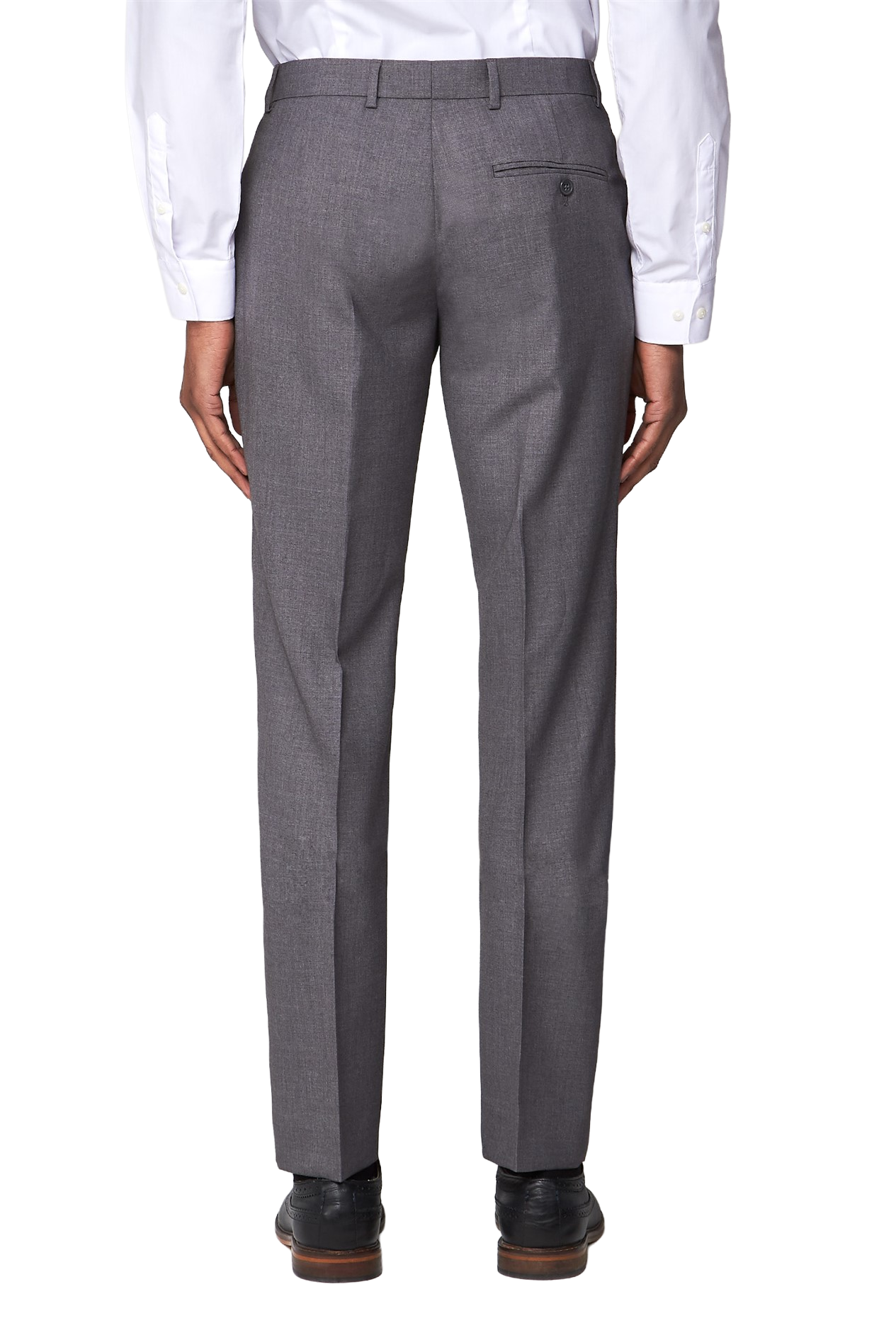 Grey Slim Fit Trousers | Flat Front Dress Pants, Belt Loops