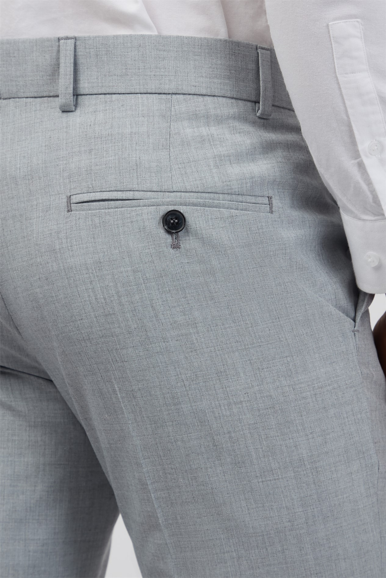 Stone Grey Slim Fit Dress Trousers | Flat Front, Belt Loops