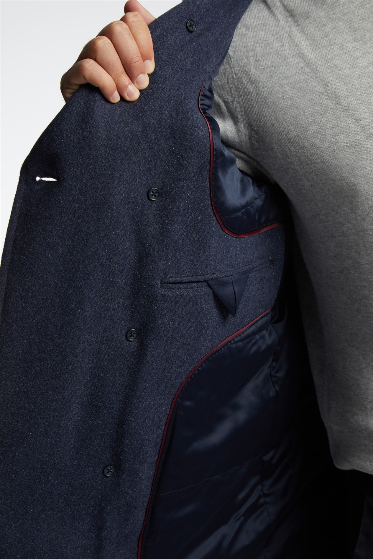 Jeff Banks Navy Blue Double Breasted Overcoat | Winter Wool Casual Peacoat