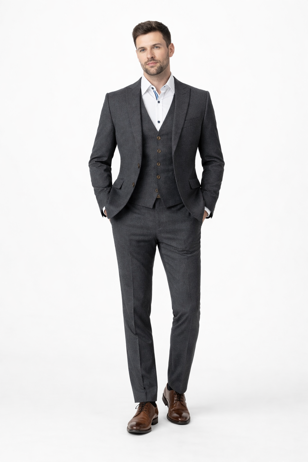 Grey Flannel 3 Piece Suit | 100% Wool | Jacket, Trouser & Waistcoat