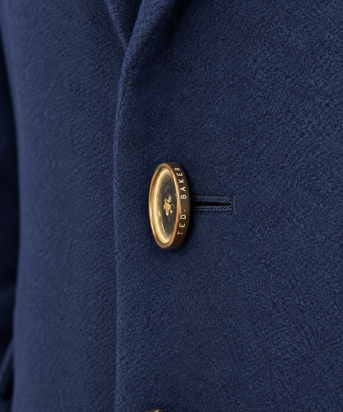 Ted Baker Navy Blue Wool Overcoat | Knee Length Long Winter Coat