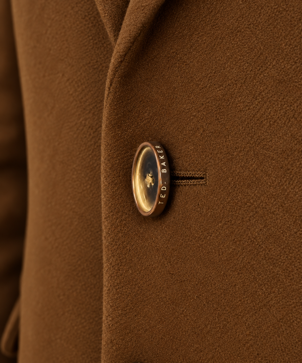 Ted Baker Camel Tan Wool Overcoat | Knee Length Long Winter Coat