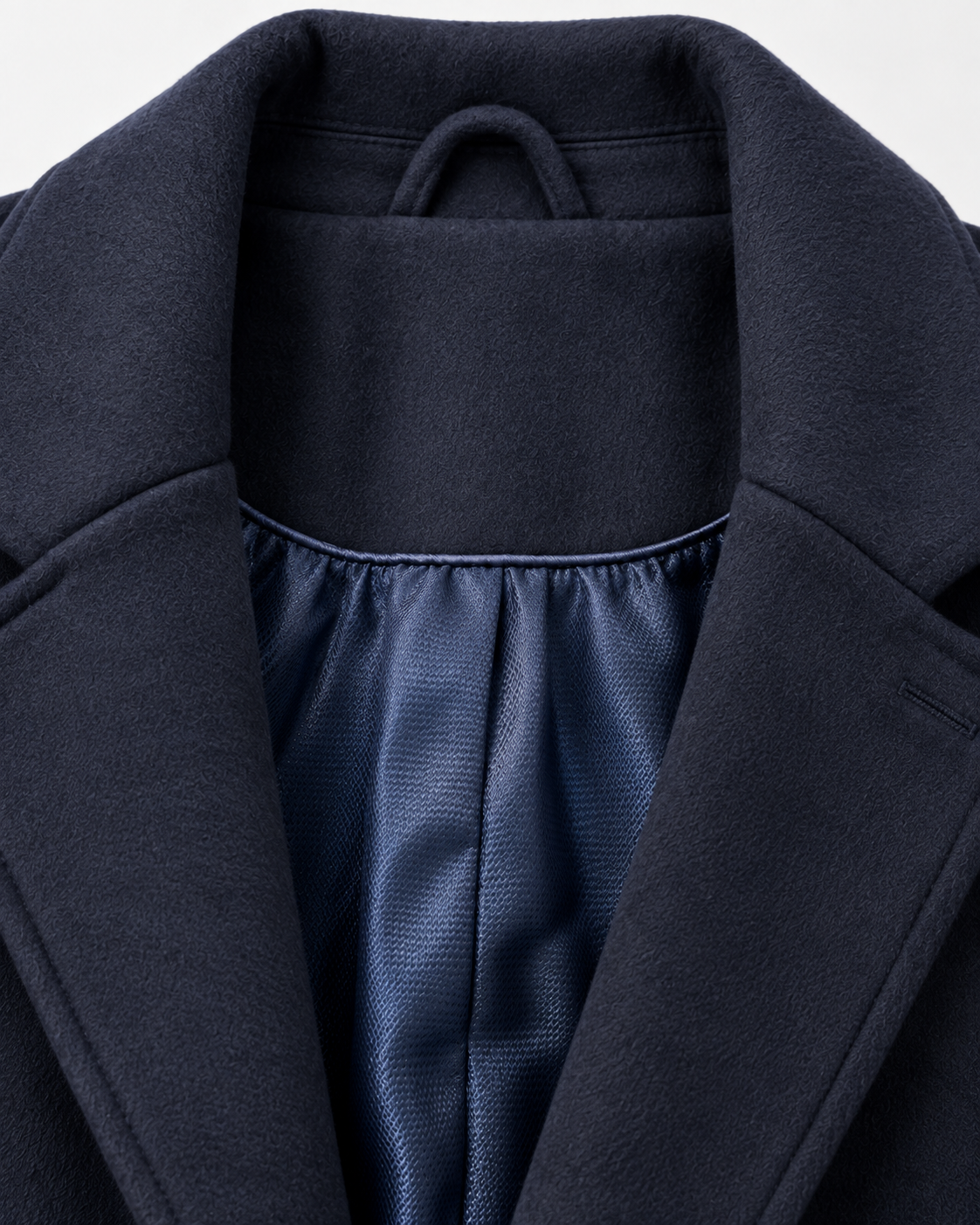 Men’s Navy Blue Wool Blend Overcoat | Knee Length Tailored Coat