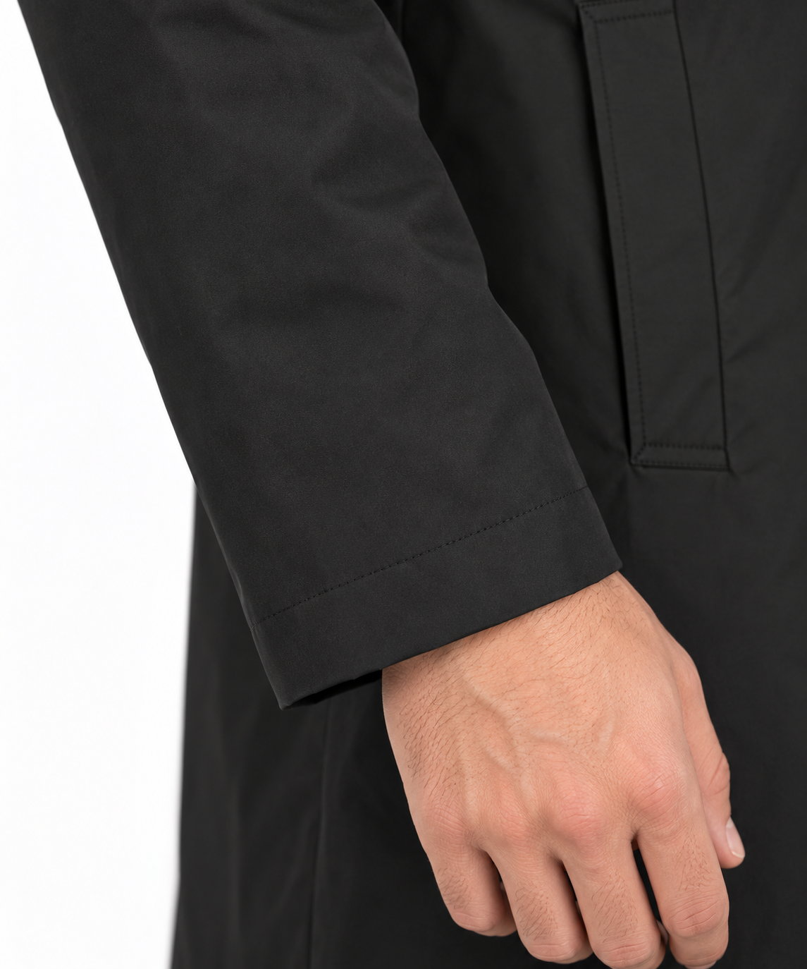 Black Single Breasted Formal Raincoat | Fully Lined