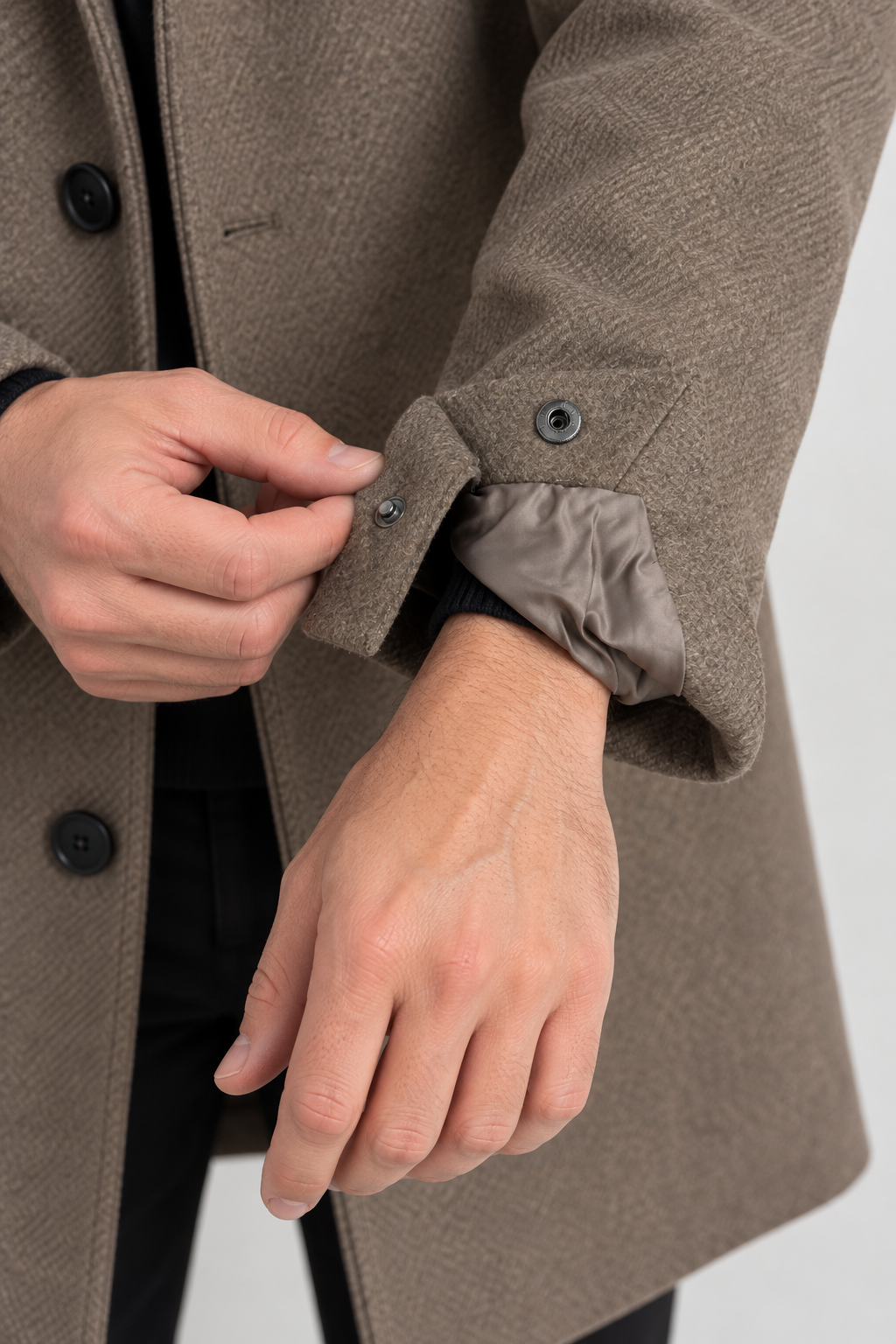 River Island Beige Wool Knee Length Formal Overcoat | Big & Tall | 4XL & 5XL