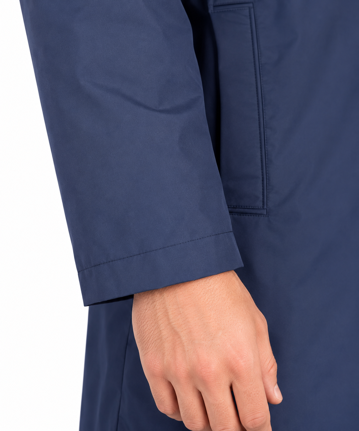 Navy Blue Single Breasted Formal Raincoat | Fully Lined