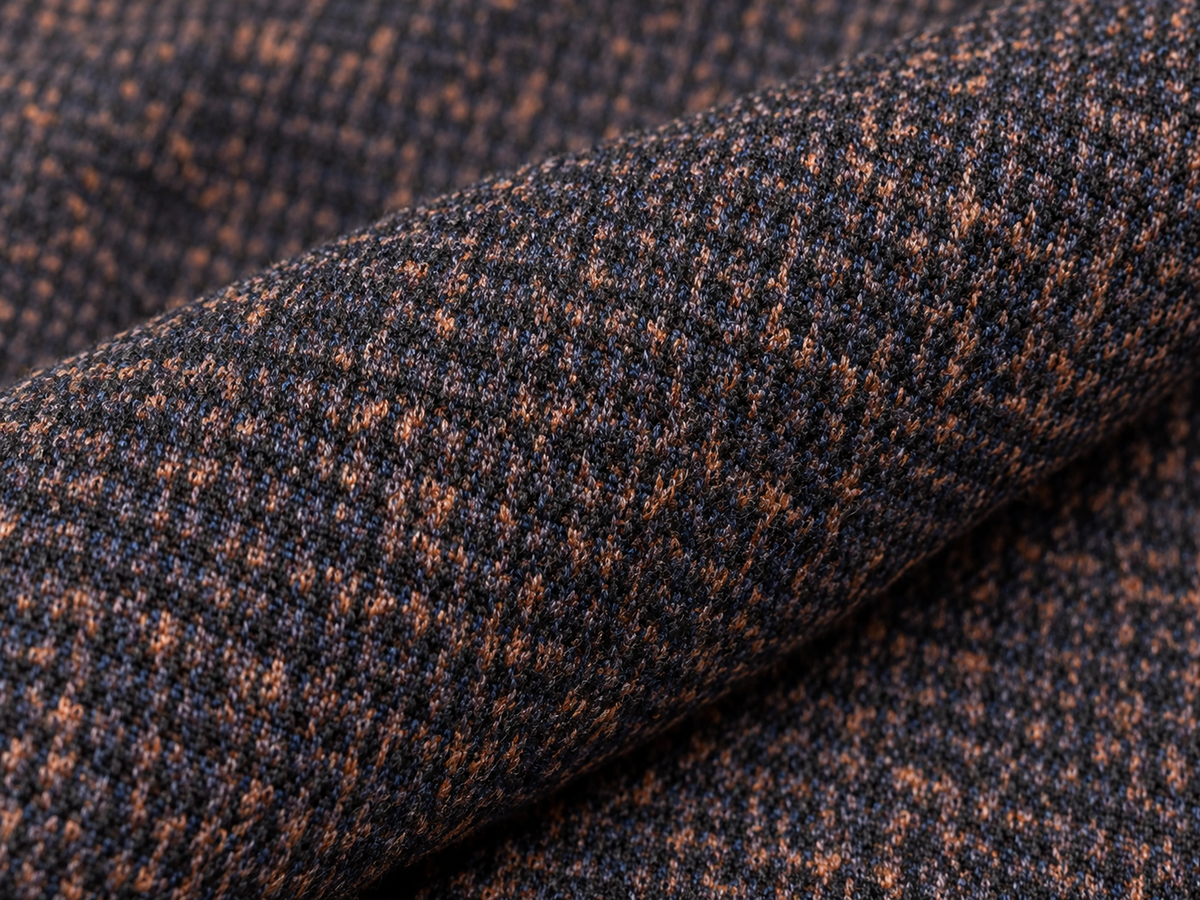 Navy Rust Textured Wool & Cotton Jacket | Tailored Fit Smart Blazer | Haley Tobacco