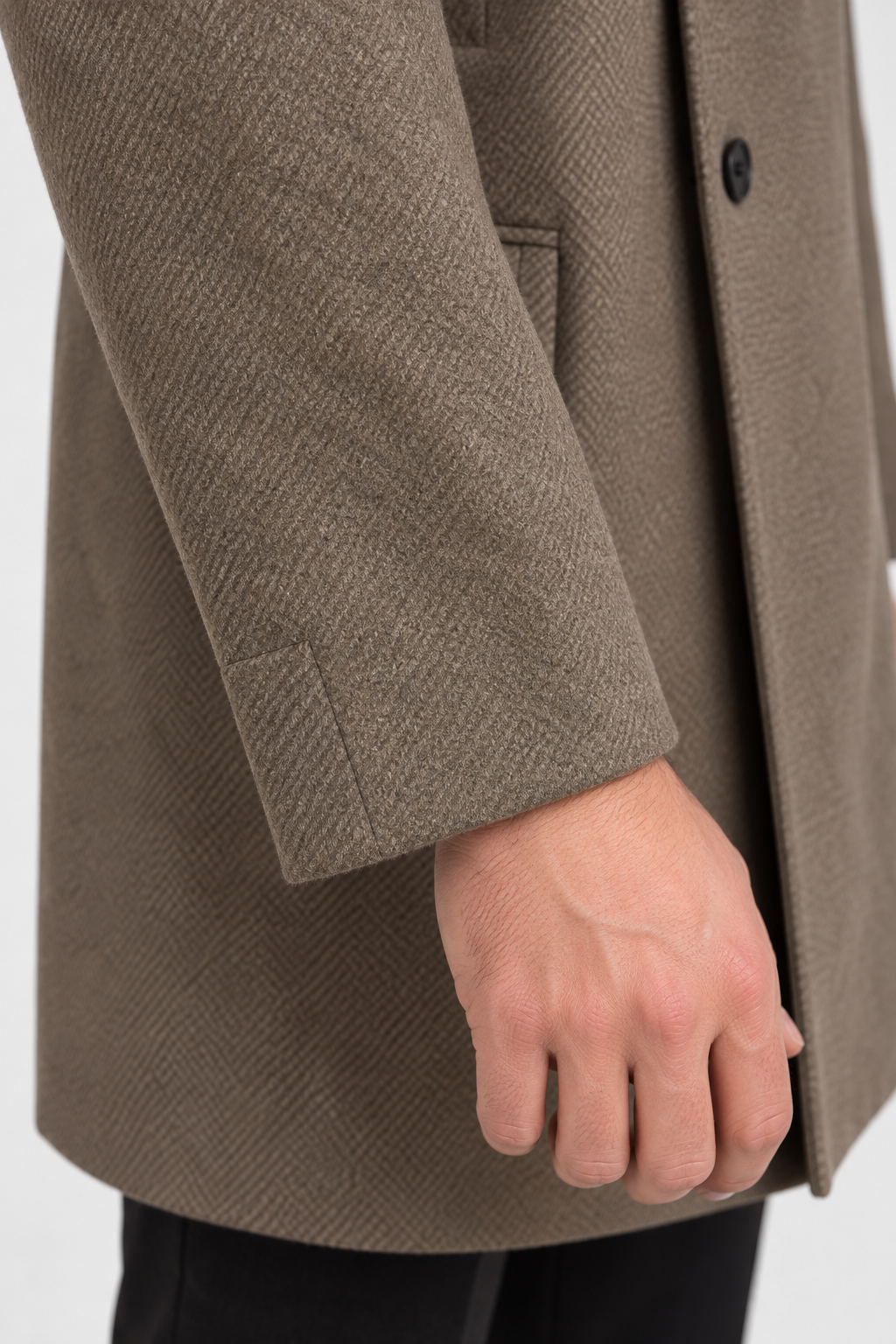 River Island Beige Wool Knee Length Formal Overcoat | Big & Tall | 4XL & 5XL