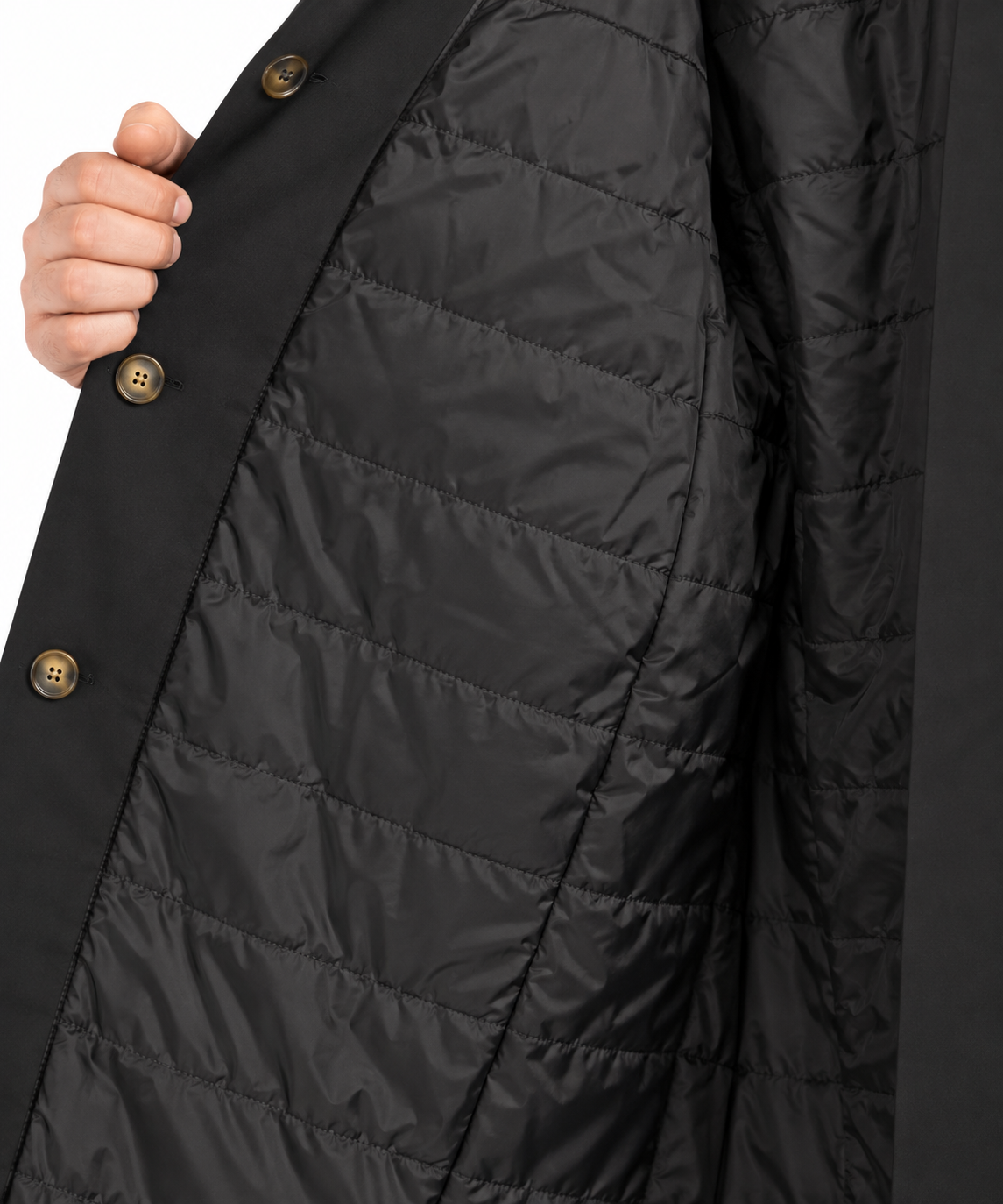 Black Single Breasted Formal Raincoat | Fully Lined