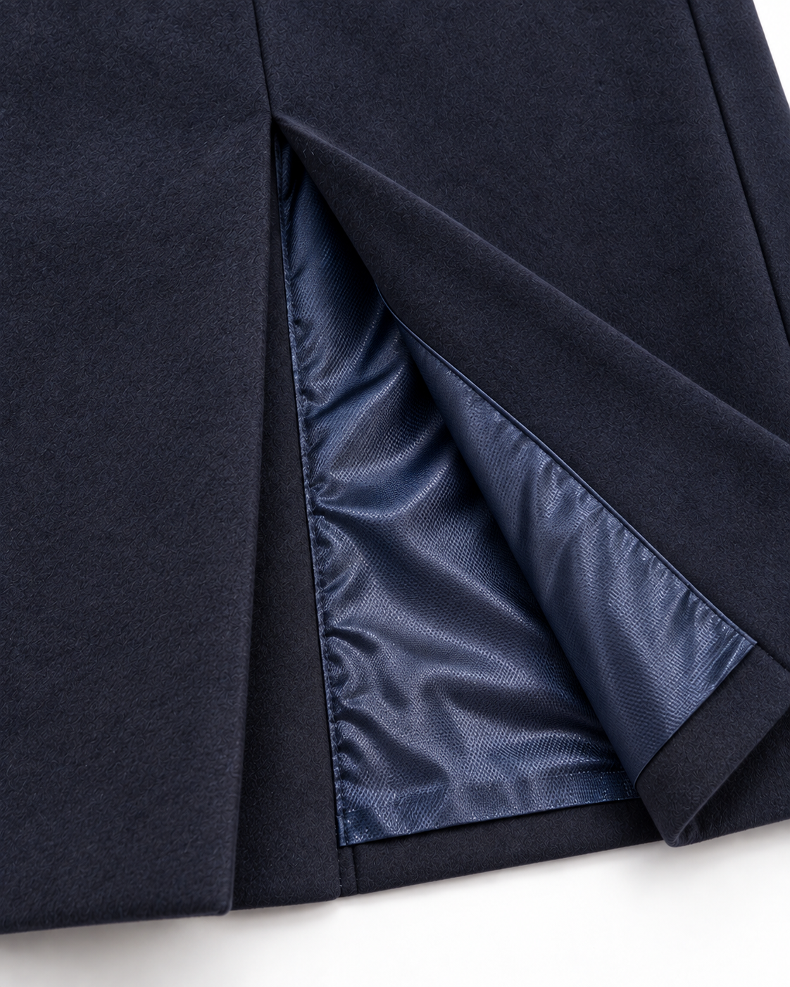 Men’s Navy Blue Wool Blend Overcoat | Knee Length Tailored Coat