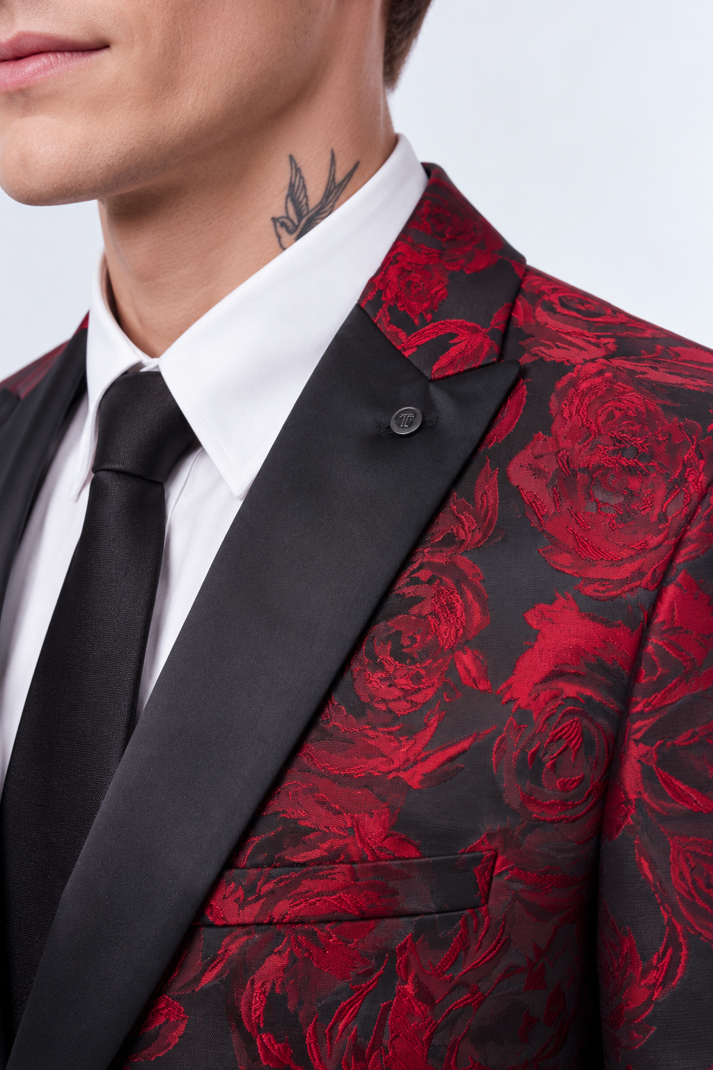 Red & Black Floral Jacquard Slim Fit 2 Piece Suit | Wedding & Prom | Twisted Tailor's "Ersat"