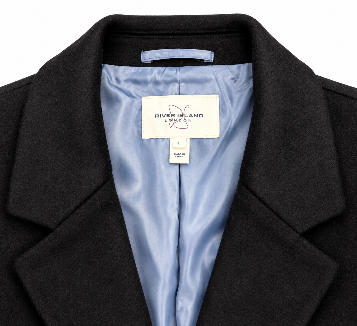River Island Black Wool Knee Length Formal Overcoat | Big & Tall | 5XL fits 54" - 58" Chest