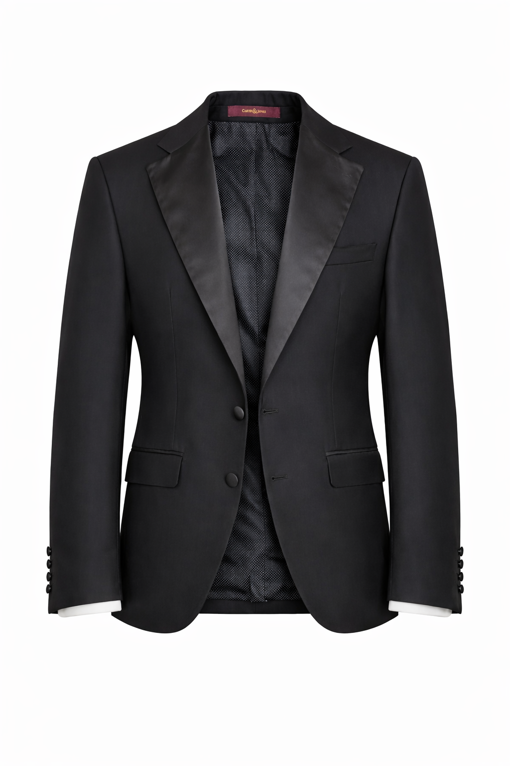 Black 3 Piece Tuxedo Tailored Fit Dinner Suit | Jacket, Waistcoat & Trousers | Edina