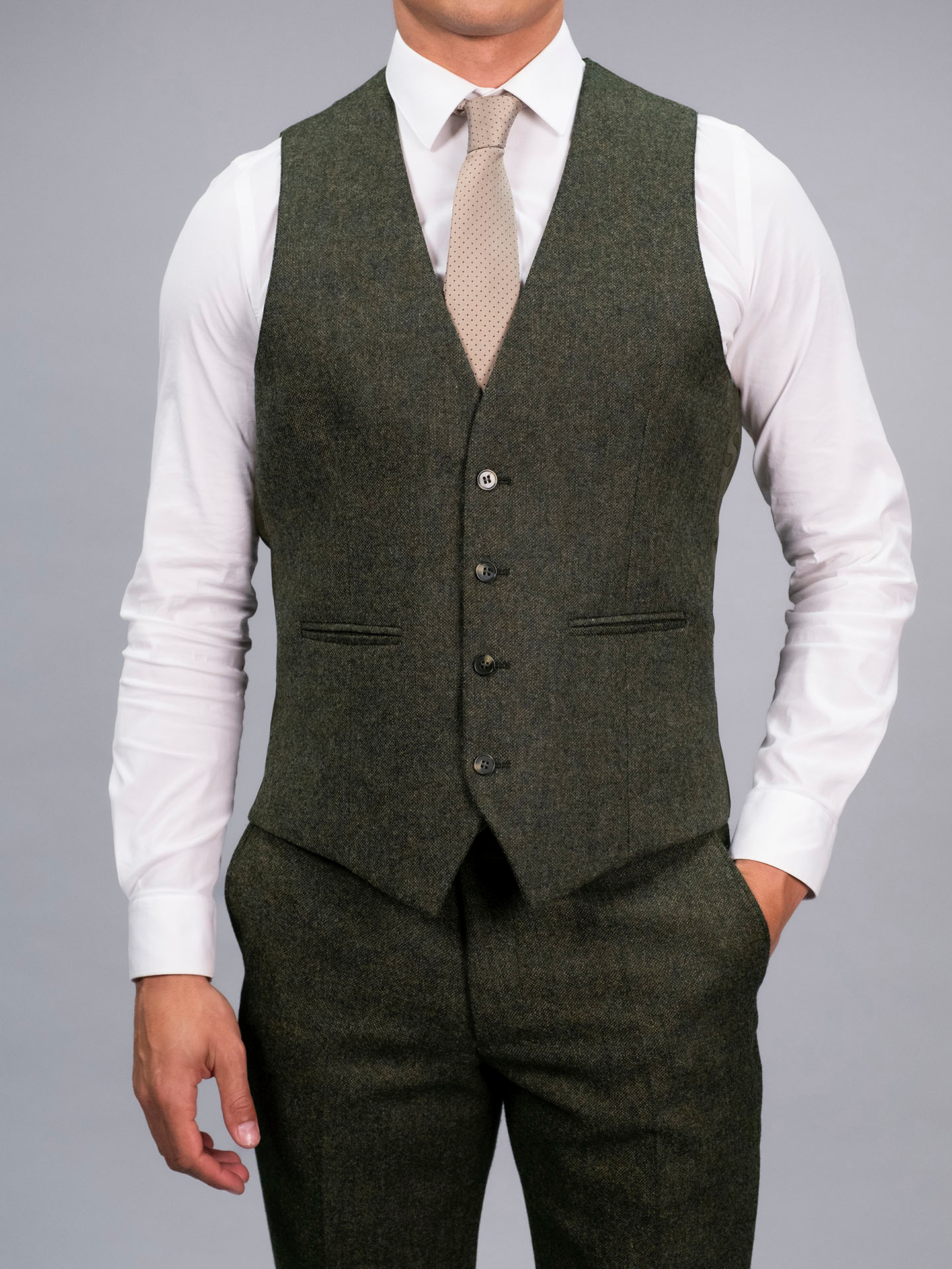 Torre Green Yorkshire Mill Tweed 3 Piece Suit | 100% Wool | Regular Fit