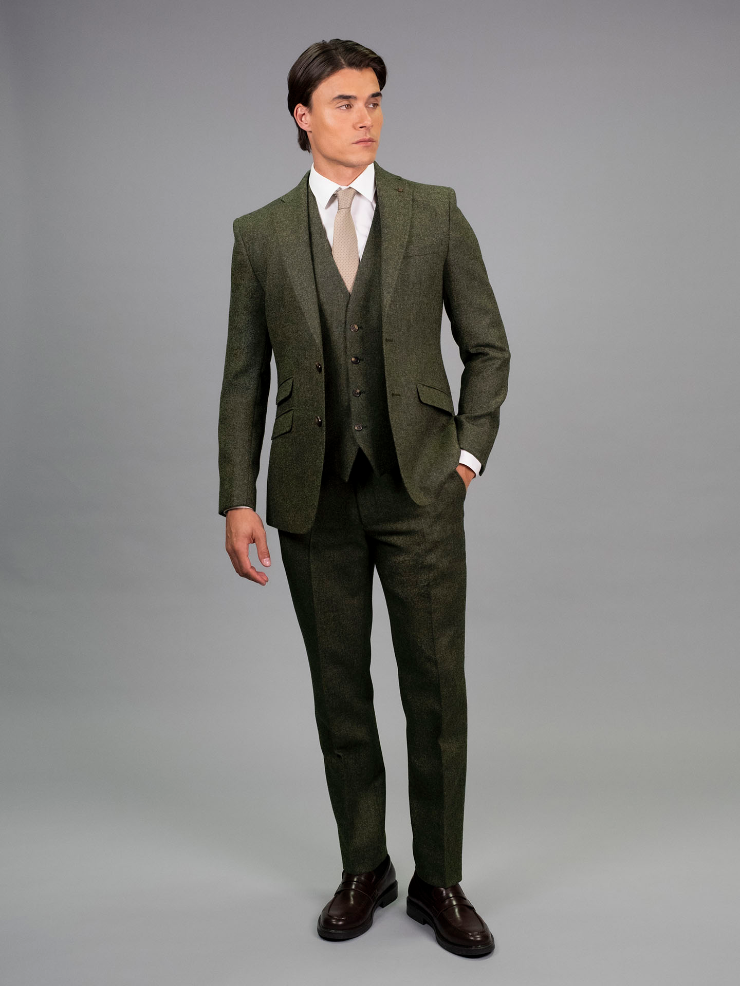 Torre Green Yorkshire Mill Tweed 3 Piece Suit | 100% Wool | Regular Fit
