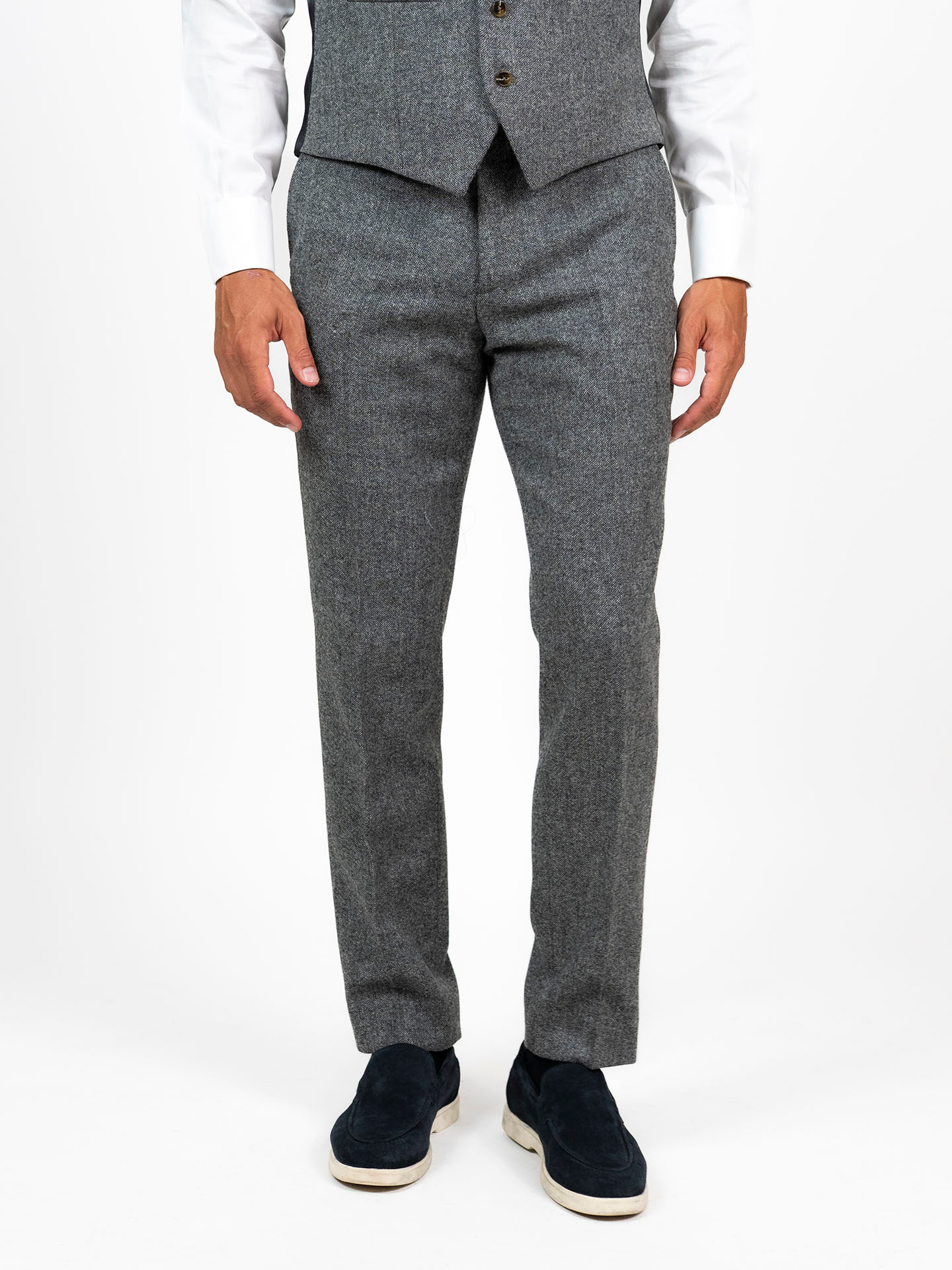Torre Grey Yorkshire Mill Tweed 3 Piece Suit | 100% Wool | Regular Fit