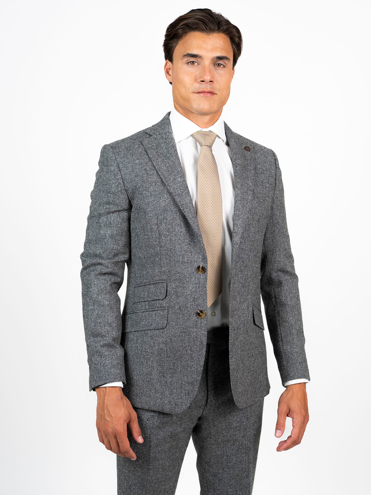 Torre Grey Yorkshire Mill Tweed 3 Piece Suit | 100% Wool | Regular Fit