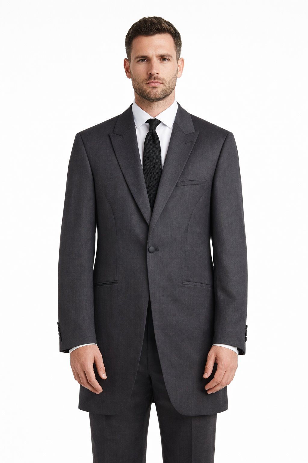 Charcoal Grey Suit Jacket 100% Wool | Longer Line Blazer