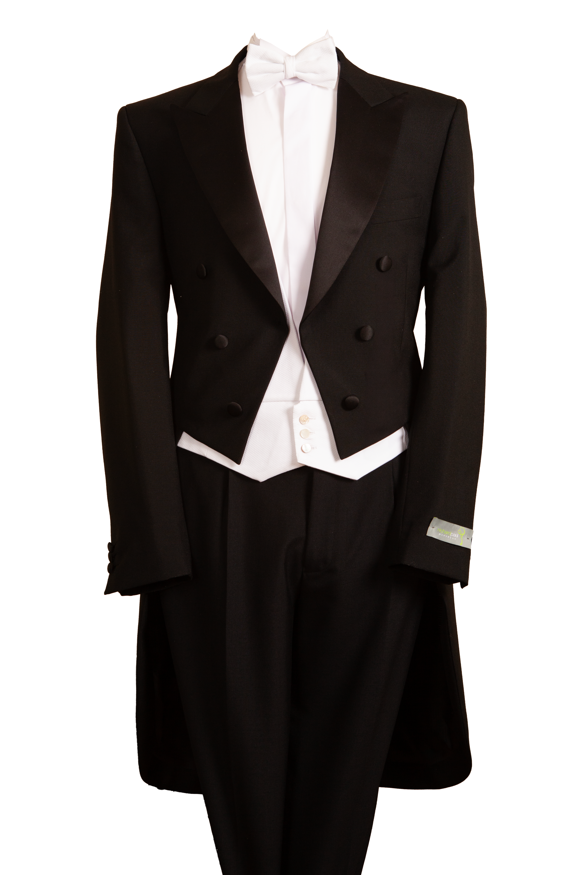 White Tie Evening Tailcoat Piece Outfit with Marcella Waistcoat Bow Tie